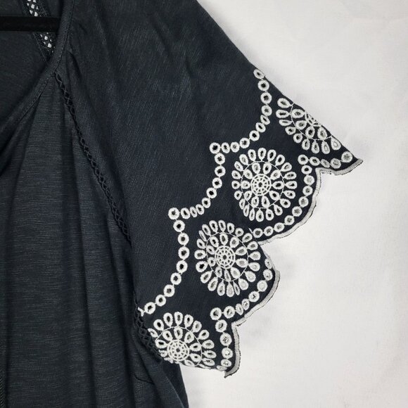 Talbots Embroidered Sleeve Dress Women's Plus Size X 14/16 Black Tassled Boho - Picture 6 of 12